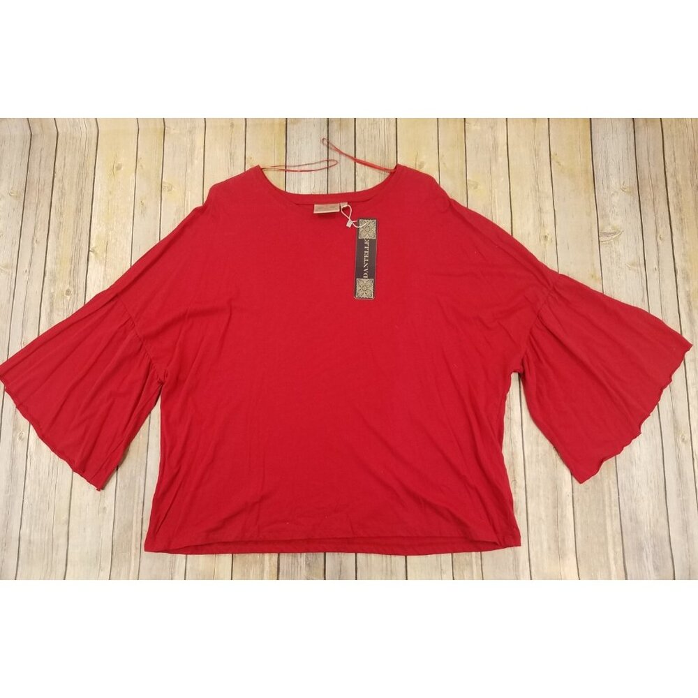 DANTELLE Top Blouse Women Size XL Red Bell Sleeves Casual NEW B1